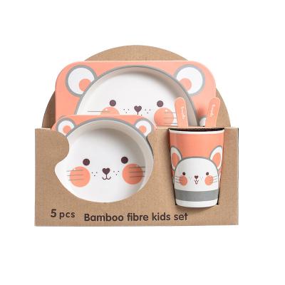 China Sustainable Bamboo Fiber Baby Kids Tableware Sets for sale