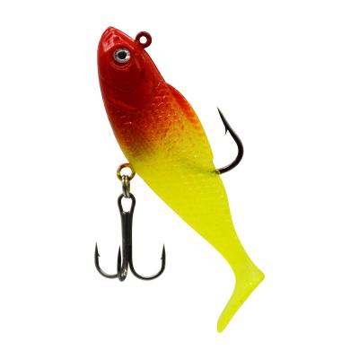 China 70mm 14g Sea Bass Soft Plastic Fishing Lure T Tails Swimbait Swimbait Slow Building Shad With 3D Hook Eyes For Winter YHRB-01 for sale