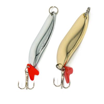 China Wholesale 65mm Tuna 21g Gold Blade Spoon Fishing Lure Metal Jig Lure With Feather Tail S1201-21 for sale