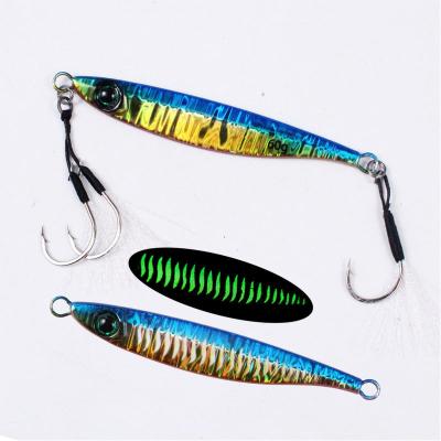 China 40g/60g/80g Japanese Fishing Lure Luminous Slow Bait For Lure Metal Casting Long Lead Baits Sea Boat Fish YHQR-07 for sale