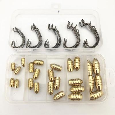 China CRENCH Lead Copper Fishing Weights Crank Sinkers Bullet Weight Sinkers Wide Hook High Carbon Steel Box for sale