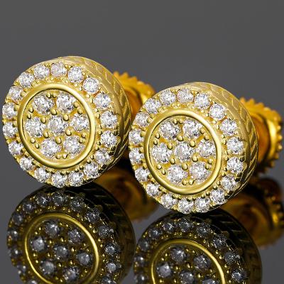 China Luxury High Quality/Hiphop Hip Hop Fine Jewelry Wholesale 14K 18K Real Gold Plated 925 Sterling Silver VVS Moissanite Diamond Stud Earrings For Men for sale