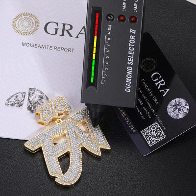 China Custom Letter Bling Moissanite Jewelry High Quality Hiphop Hip Hop Pendant Gold Plated 925 Sterling Silver Iced Out Initial Charm Pendant for sale