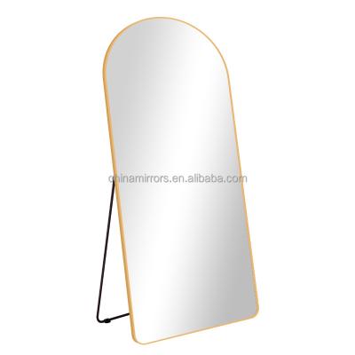 China Contemporary Full Length Arch Mirror Colored Luxury French Gym Floor Standing Metal Wall Mirror for sale