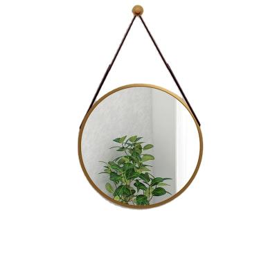 China Art Decor Gold mirrors view decorative antique black rope metal mirror glass wall gold mirror henging belt for sale