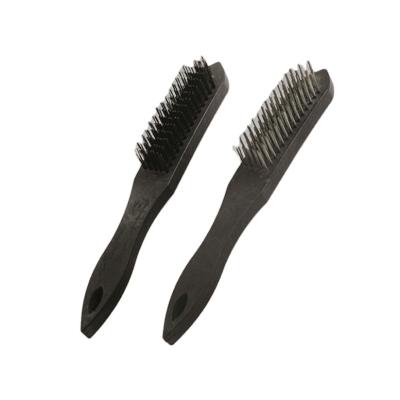 China Plastic Black Color Cleaning Plastic Wire Brushes Set Handle Steel Wire Brush Cleaning Brush for sale