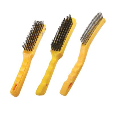 China Hot Selling Plastic Handle Rust Cleaning Stainless Steel Nylon Brass Wire Brush for sale