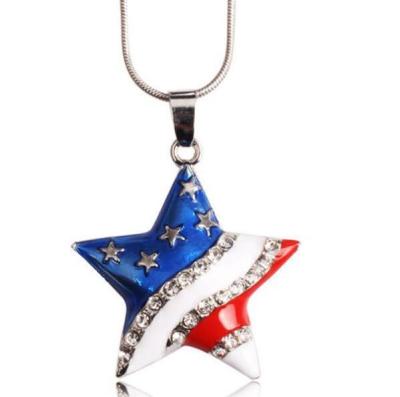 China USA Set 2 USA Star Necklace America Heart Shape Necklace for sale