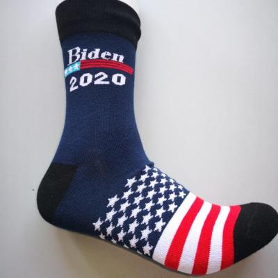 China Breathable Amazon Set 2 Biden RE-ELECT 2020 Cotton Cheap Sock USA Stars And Stripe Sock for sale