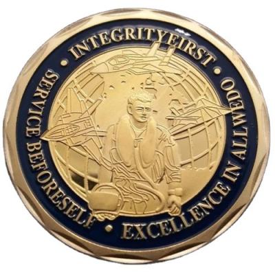 China USA Integrity First Excellence In All We Do St Michael The ARKHANGEL Gold Plated Challenge Coin for sale