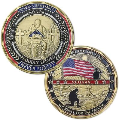 China Europe USA Challenge Coin Veteran Military Coin - Stand for Flag, Kneel for Fallen COIN for sale