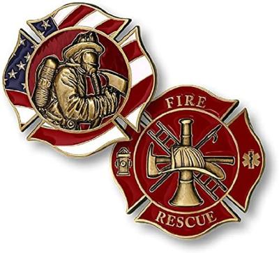 China St Florian Patron Saint of the USA of the Red Line USA Flag Challenge Firefighter Prayer Coin Thin Coin for sale