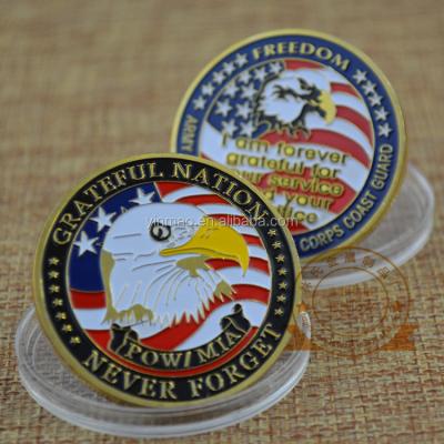 China US ARMY NAVY AIR FORCE MARINE CORPS COAST GUARD MEDAL Silver or Gold Challenge Coins Coins, Military and Custom Made, Grateful Nation for sale