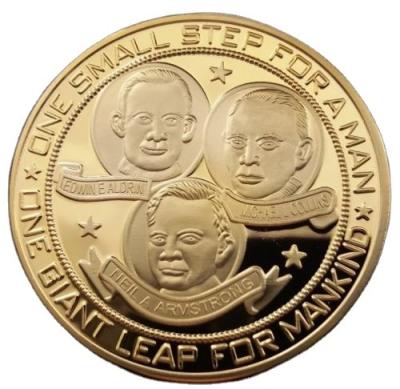 China Europe One Small Step For One Man One Giant Leap For Humanity MOON LANDING Commemorative Gold Plated Coins for sale