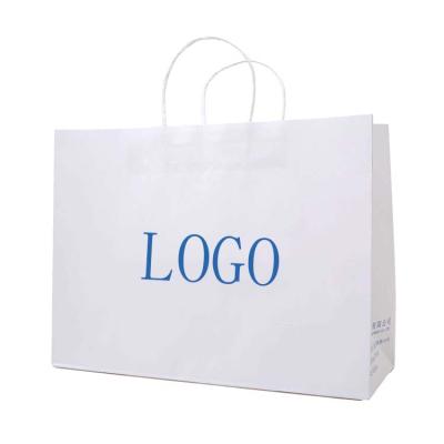 China Custom Recycled Materials Logo Luxury Shopping Gift White Cheap Paper Bag With Handle for sale