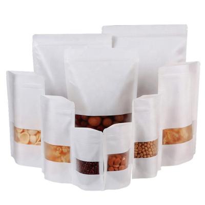 China Custom High Quality Biodegradable Stand Up Pouch With Window Kraft Paper Bag Coffee Bag Food Packaging for sale