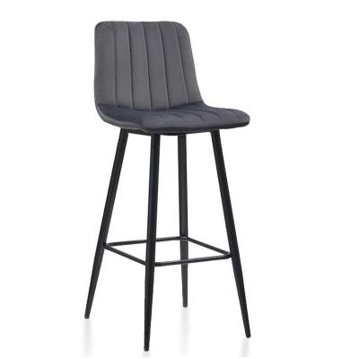 China Cooling set of 2 high bar stools with velvet backrest and metal footrest for breakfast for sale