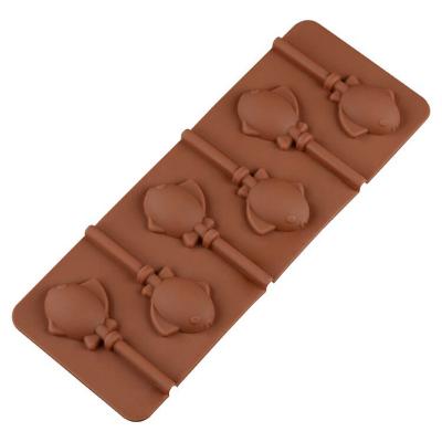 China Viable Rod 6 Lattice Fish Silicone Lollipop Mold Food Grade Sugar Free Plastic Crystal Chocolate Mold for sale