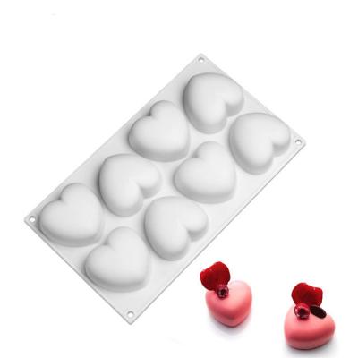 China Latest Hot Selling Disposable Heart Shape Silicone Cake Mold 8 Cavity 3d Diy Home Silicone Cake Mold for sale