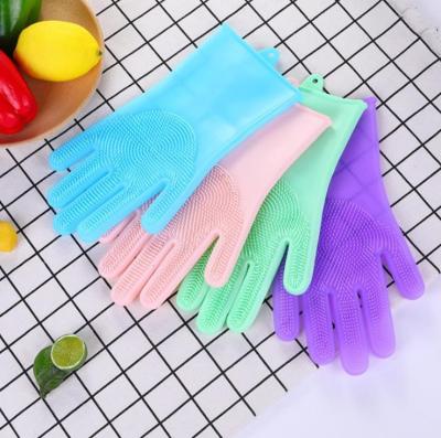 China Clearning 2021 New Design Silicone Brush Cleaning Gloves Heat Resistant Flat Scrubber Washing Gloves for sale