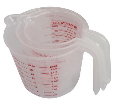 China Sustainable Cooking Tools 250/500/1000ml High Quality Plastic Cups Wholesale Kitchen Measuring Cup for sale