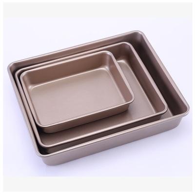 China Sustainable Rectangular Non-stick Coated Cake Mold Carbon Steel Multifunctional Baking Tray for sale