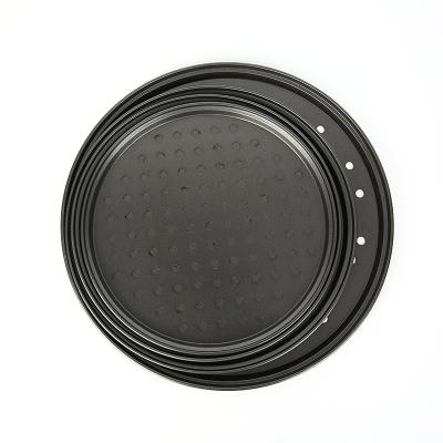 China Factory Supplier Sustainable Kitchen Perforated Black Round Mold Carbon Steel Baking Tray for sale