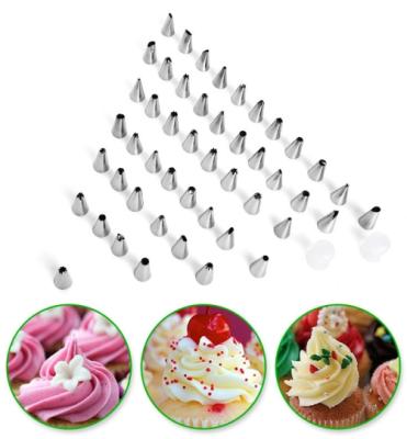 China New Sustainable Stainless Steel Cake Nozzles Tools Cake Decorating 48 Pcs/Set Nozzles Piping Icing Tips Sets Baking Tools for sale