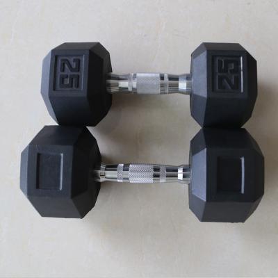 China Hexagon Dumbbell Rubber Wrapped Dumbbell Set Adjustable 10kg Dumbbell Set Gym Equipment Dumbbell Set On Sale for sale