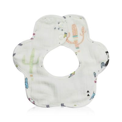 China 2021 Baby Washable Organic Handmade Baby Bib Boho Muslin Cotton Round Bib Eating Cotton 360 Bibs For Babies for sale