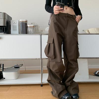 China Anti-Wrinkle Y2K Cargo Pants Hip Hop Utility 6 Pockets Feminine Women Sport Loose Parachute Sweatpants Women Trousers for sale