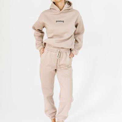 China Custom High Quality Oversized Women's Viable Manufacturer Cotton Sweatsuit Hoodies and Tracksuits Set for sale