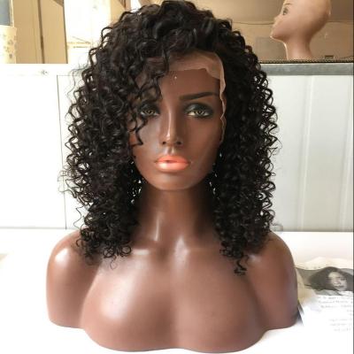 China Curl 100% Human Hair 13x4inch Virgin Peruvian Natural Color French Lace Front Wig for sale