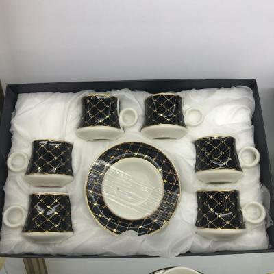 China Sustainable 12pcs Gold Designs Coffee Cup And Saucer for sale