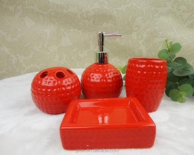 China Sustainable New Products 2021 Ceramic Bathroom Set Red And White for sale