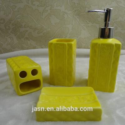 China Chaozhou Sustainable Factory Custom Ceramic Cheap Bath Set Color Glazed for sale