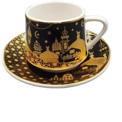 China Viable Wholesale Ceramic Gold Porcelain Coffee Set Coffee Mug Set for sale