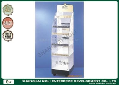 China Elegant cosmetic rack floor standing 5 shelves plastic acrylic makeup display for sale