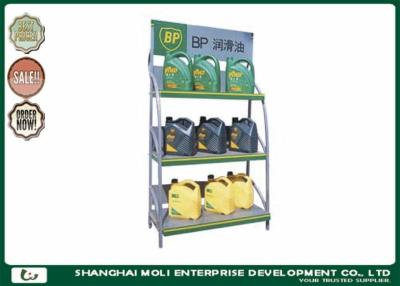 China Oil Display Rack Three Shelves Metal Display Stands Floor Customized Shelves For Oil Bottles for sale