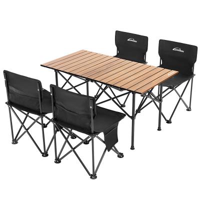 China Easy-carrying New Aluminum chair*4 table*1 carbon steel Oxford cloth family camping multi-party camping table and chair set for sale