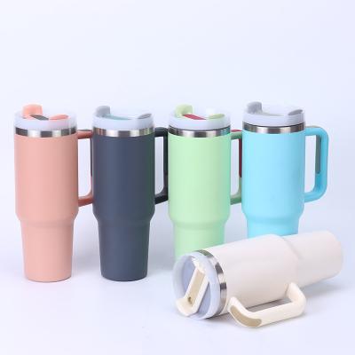 China Stocked 40 oz Stainless Steel Outdoor Water Bottle with Detachable Cap & Straw Recyclable Metal Car Cup Handle for sale