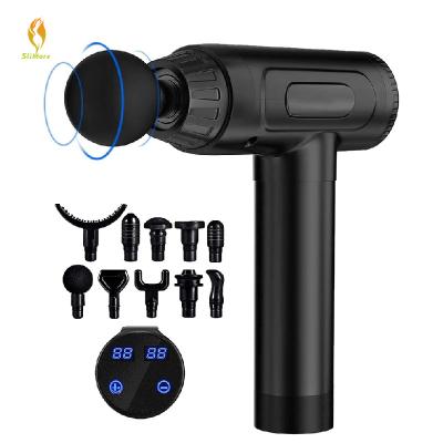 China Body 30 Speeds Massager 10 Heads LCD Touch Screen Percussion Muscle Gun Quiet Handheld Muscle Massager Gun Deep Tissue for sale