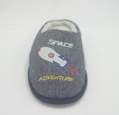 China NASA Rocket Clog Embroidery Cotton Durable Gray Mens Indoor Slippers Winter for sale