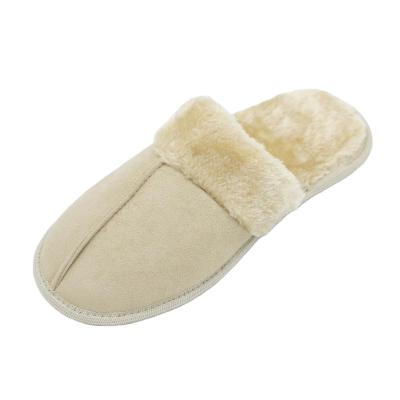 China Light Beige Warm Faux Fur TPR Outsole Indoor Slippers Mens Shoes for sale