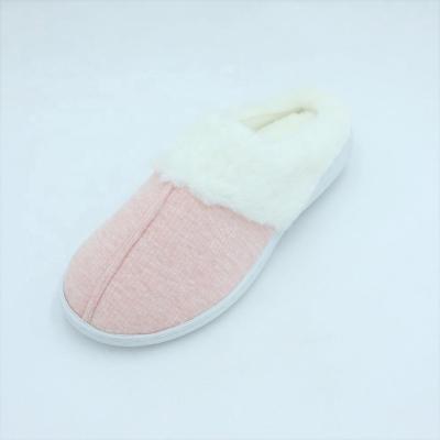 China Pink Knitted Cloth Geo Female Velvet Winter Indoor Shoes for sale