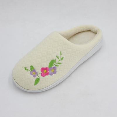 China House flower embroidery tpr knitted outsole women indoor slippers for sale