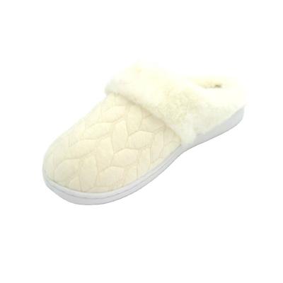 China Fur Lightweight Warm Indoor Slipper For Winter Girls White Fur Slippers Embroidery TPR Outsole Slippers for sale