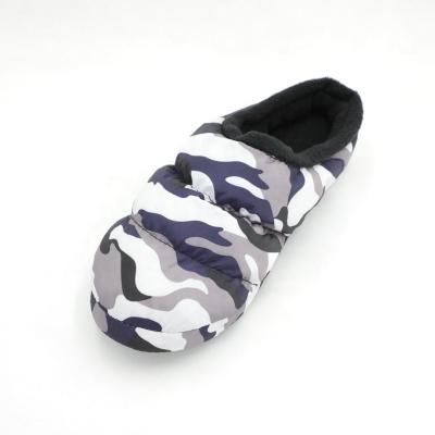 China Gray / White Camouflage Camouflage Gray / White Filling House Printed Cotton Elastic Elastic Men 's Warm Winter Indoor Slipper for sale