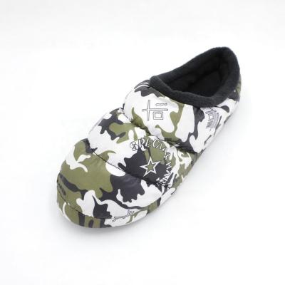 China Pattern Mens House Winter Green Printed Camouflage Moccasin Indoor Slipper for sale