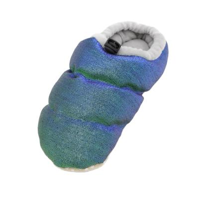 China Blue Shiny Velvet Indoor Slipper Girls Bedroom Shoes Indoor Moccasin for sale